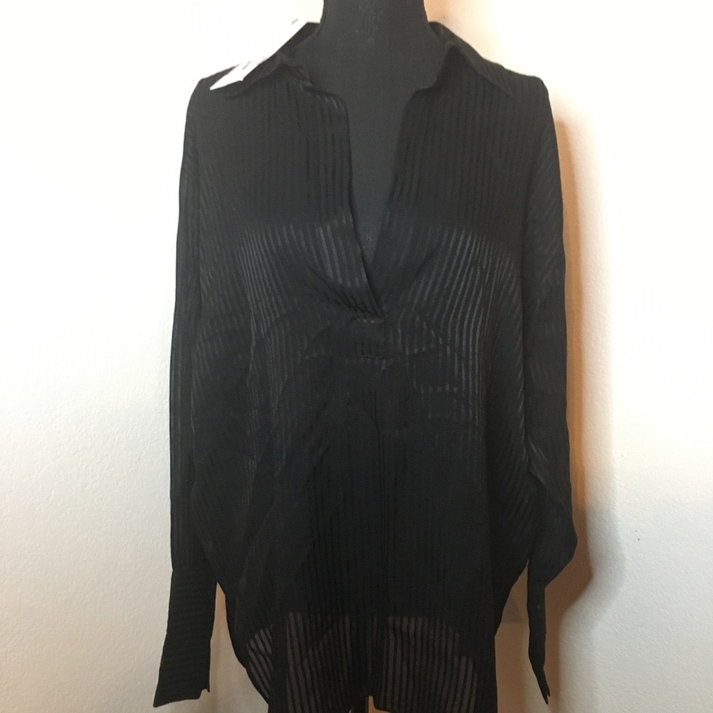 Zara blacked sheer striped top with tag size small